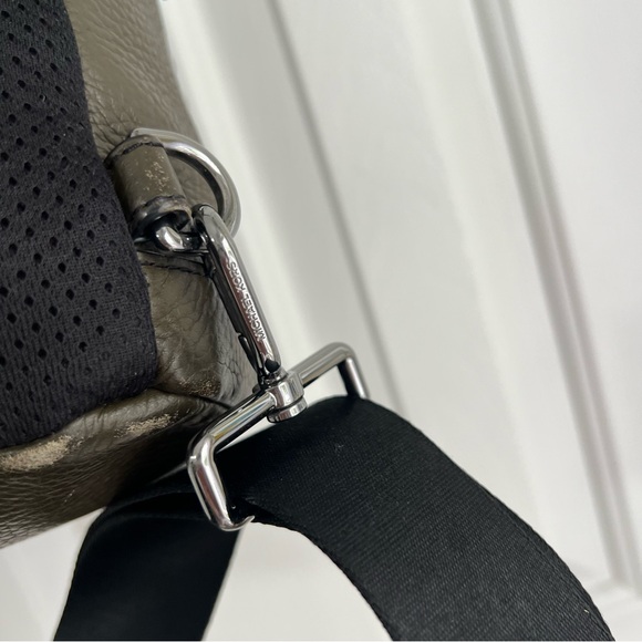 Michael Kors Cooper Sling Pack Backpack Purse Leather Luggage Travel Bag Green - Picture 9 of 16